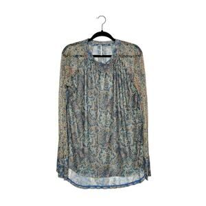 Free People Paisley Long Sleeve Sheer Top Women's Size Small